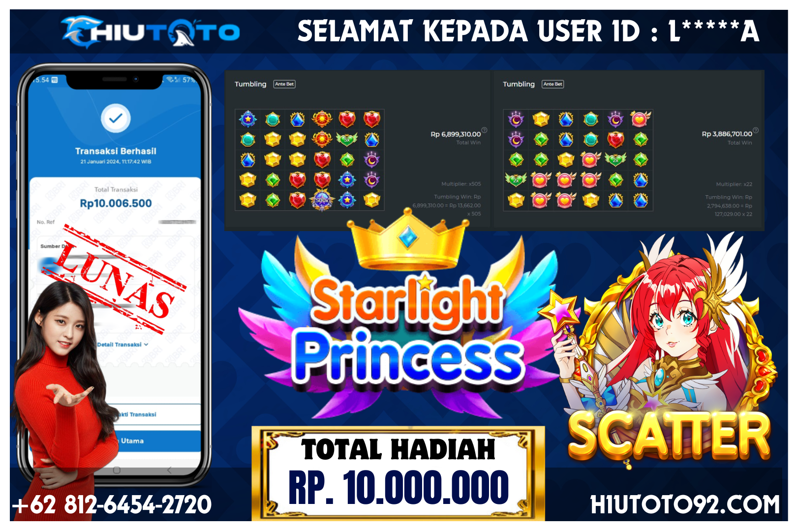 HIUTOTO – Jackpot Starlight Princess Rp 10.000.000